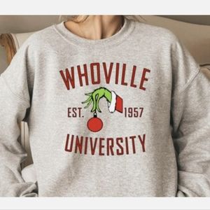 Whoville university grinch hand ornament 1959 green white red gray